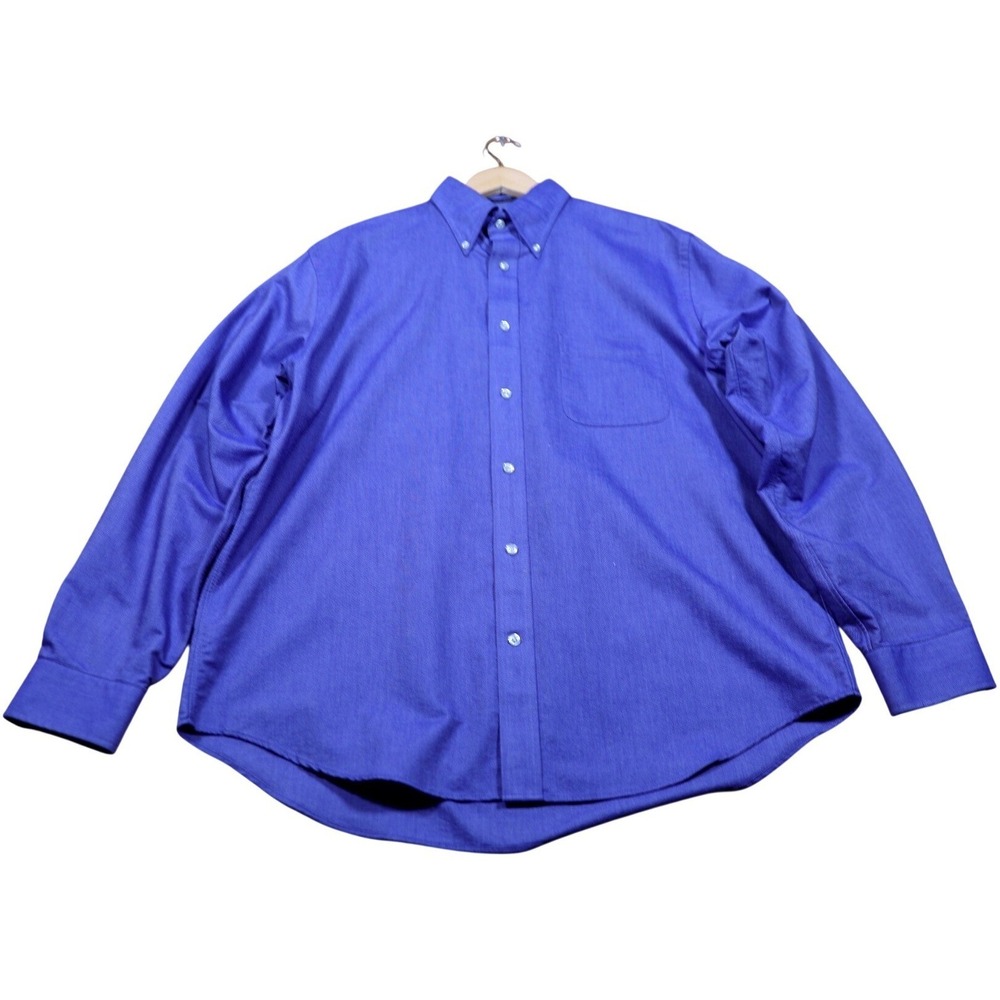Lands End Hyde Park Mens Long Sleeve Button Down Shirt Blue Size L - Picture 5 of 8